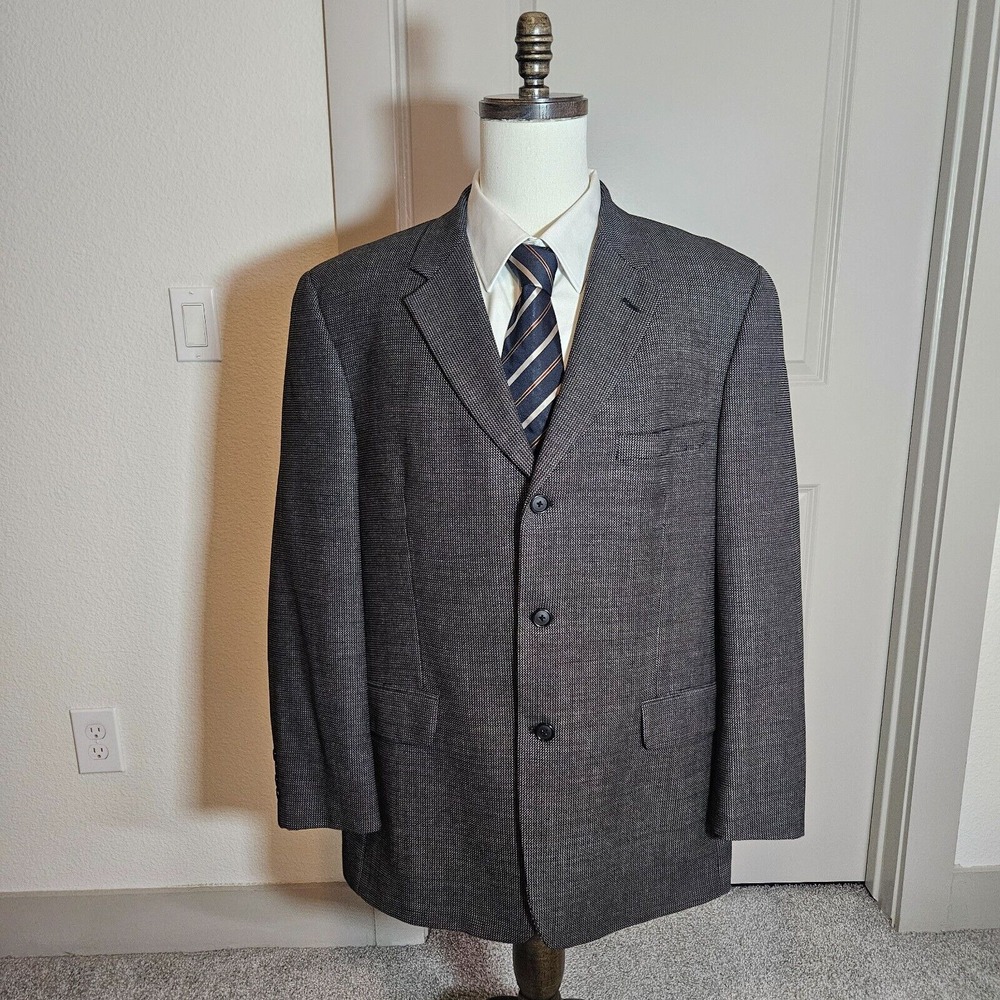 ALFANI Blazer Men's 44R Suit Blazer Sport Coat Gray 100%‎ Wool 44R